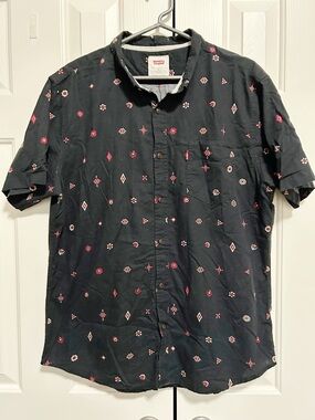 Levi's Black Short-Sleeve Button-Up Shirt XL Southwestern 100% Cotton